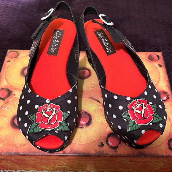 Hot Chocolate Design-Chocolaticas-BRAND NEW Rockabilly Platform Sandals-Size 7 - Picture 6 of 9